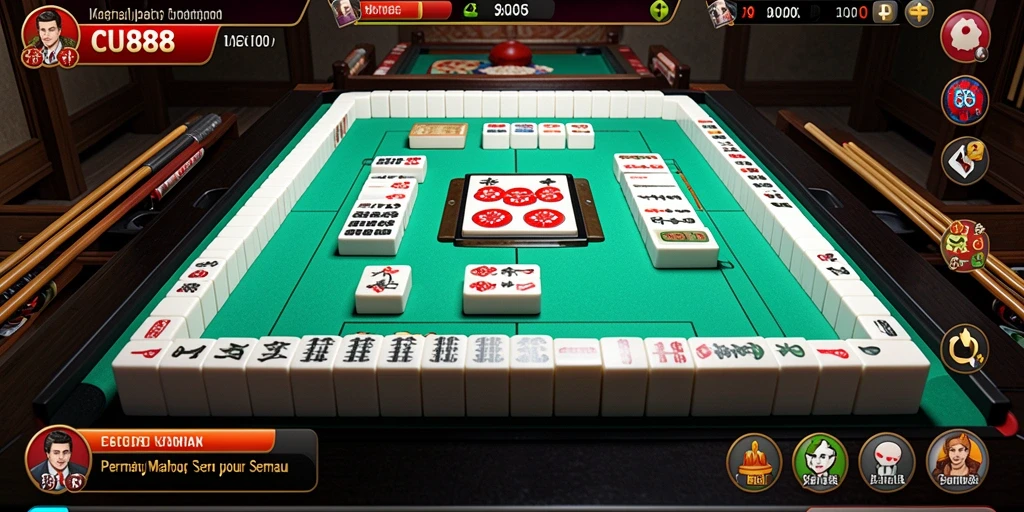 Screenshot gameplay CU888 yang menampilkan papan Mahjong yang menarik.