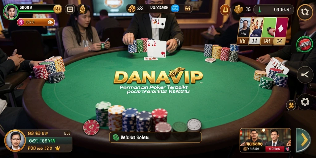 Tampilan gameplay Poker yang seru dan menarik di DANAVIP.