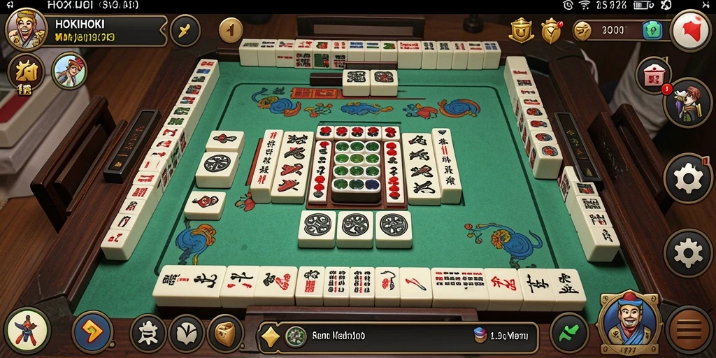 Tampilan gameplay seru HOKIHOKI dengan ubin Mahjong yang menarik.
