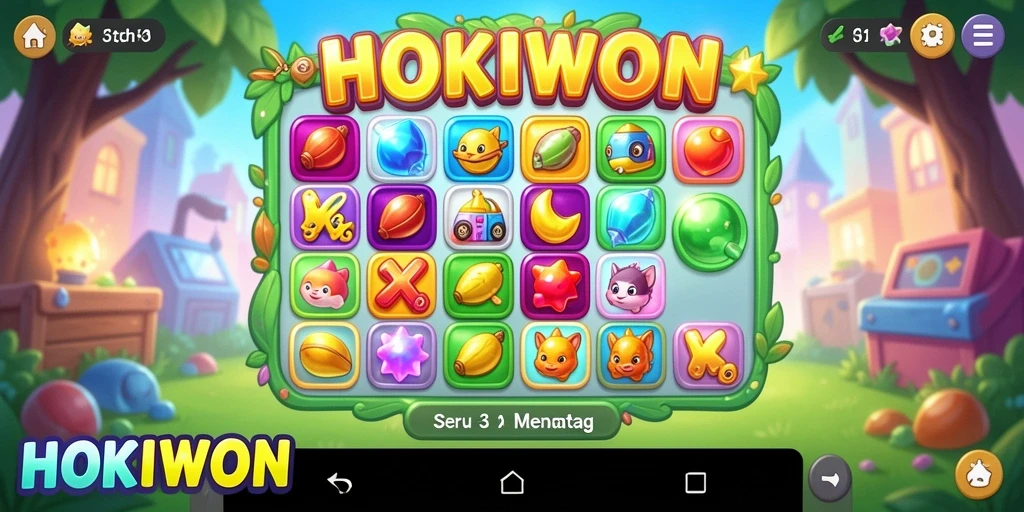Screenshot gameplay HOKIWON menampilkan momen mencocokkan elemen Match-3.