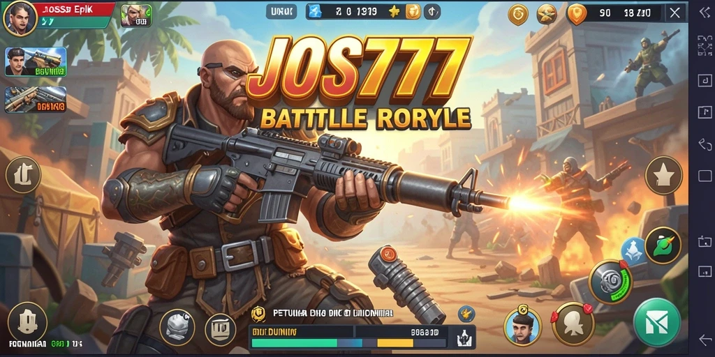 Tangkapan layar menunjukkan aksi seru dari gameplay JOSS777 dalam pertempuran Battle Royale.