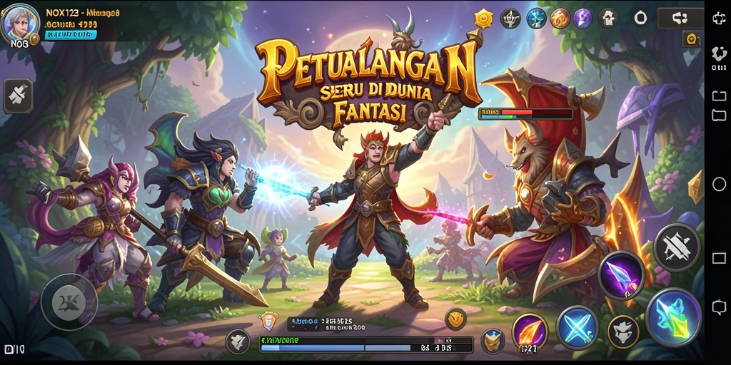 Screenshot gameplay NOX123 dengan karakter petualangan yang menarik.