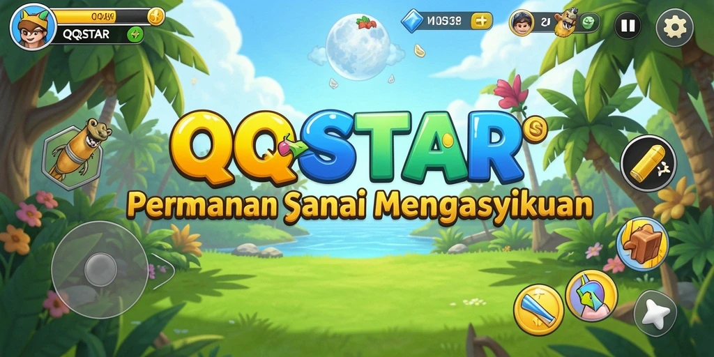 Tampilan gameplay QQSTAR yang penuh warna dan menyenangkan.